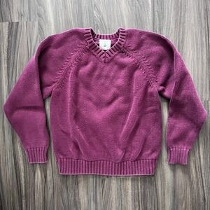 Lands's End V-Neck Raglan Sleeve Sweater Pullover Knit Burgundy size small 7-8